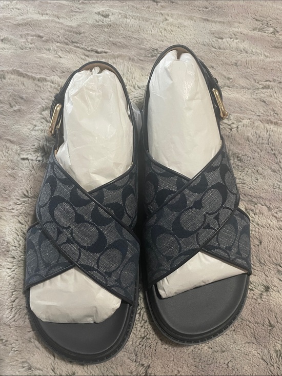 Coach Shoes - Coach Navy and Gray Signature Crisscross Sandals